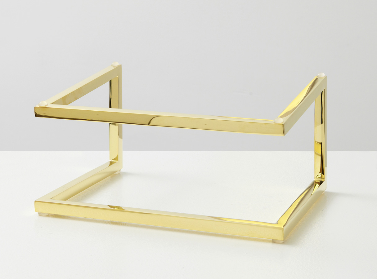 Laptop Stand Sculpture by Martin Oppel. Brass Gold Plated Steel.